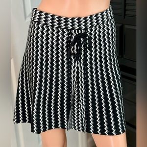 90s Clueless Y2K Preppy Schoolgirl-Inspired Chevron Mini A-line Knit Skirt Small